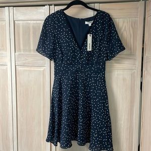 BBDakota A-line mini dress polka dot blue NWT!